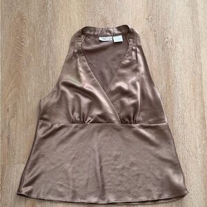 Brown Satin Halter Top